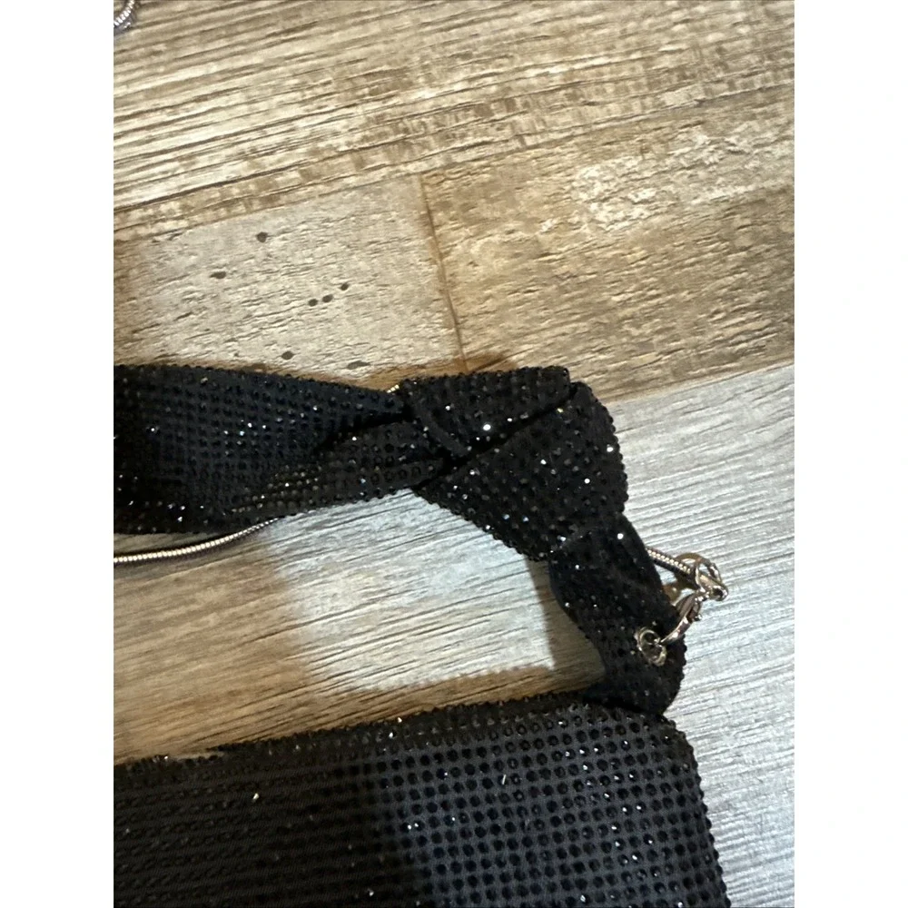 off park collection Black Sm Evening Bag Rhinestone W/ Silver Metal Cross Body